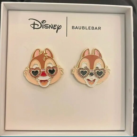 BaubleBar Jewelry - BaubleBar Disney Chip and Dale Valentine Rhinestone Sunglasses Earrings NIB
